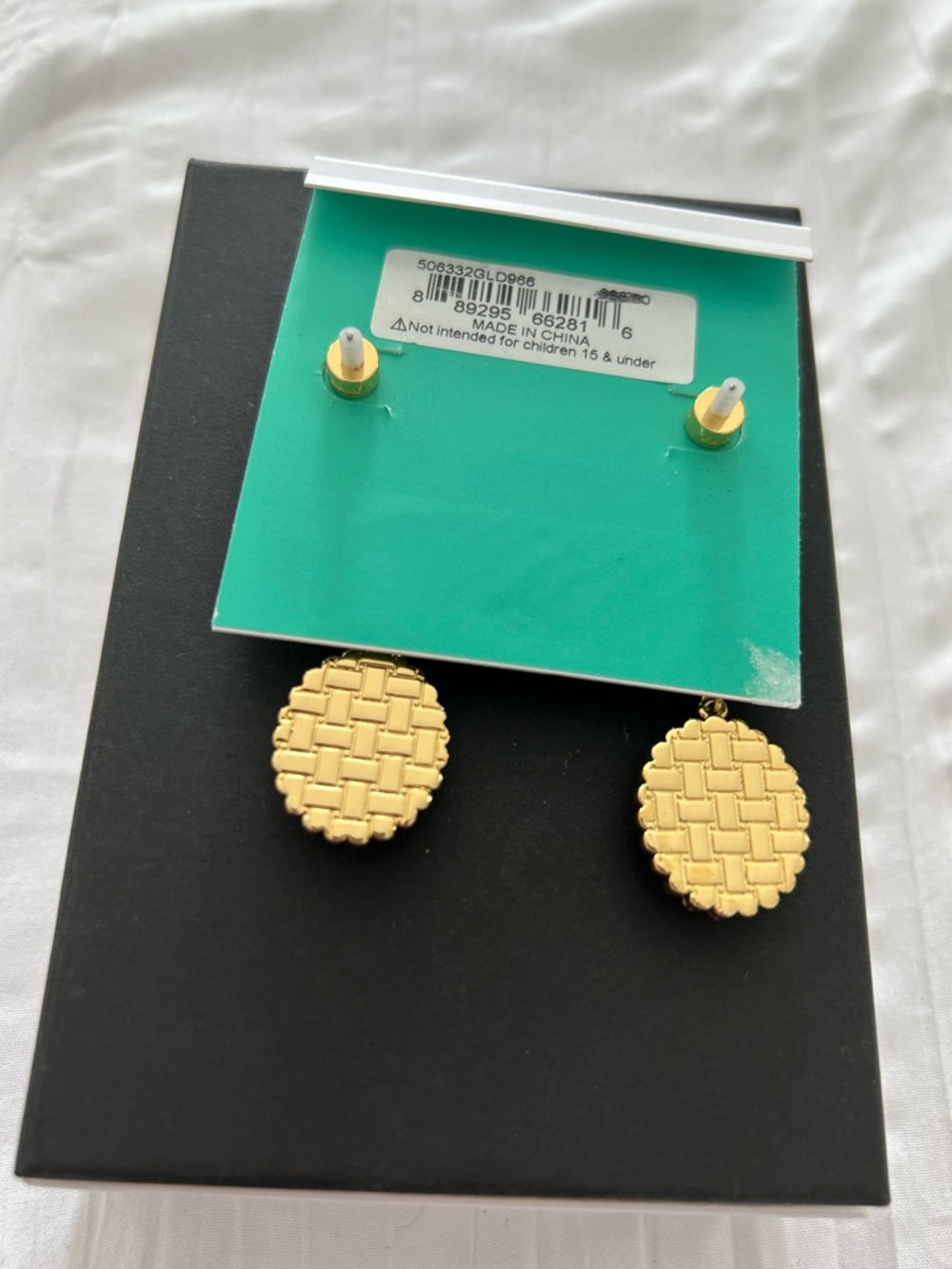 Kurt Geiger Gold Drop Earrings with Opal Center, Pearls & Rainbow Crystals - Picture 2 of 2